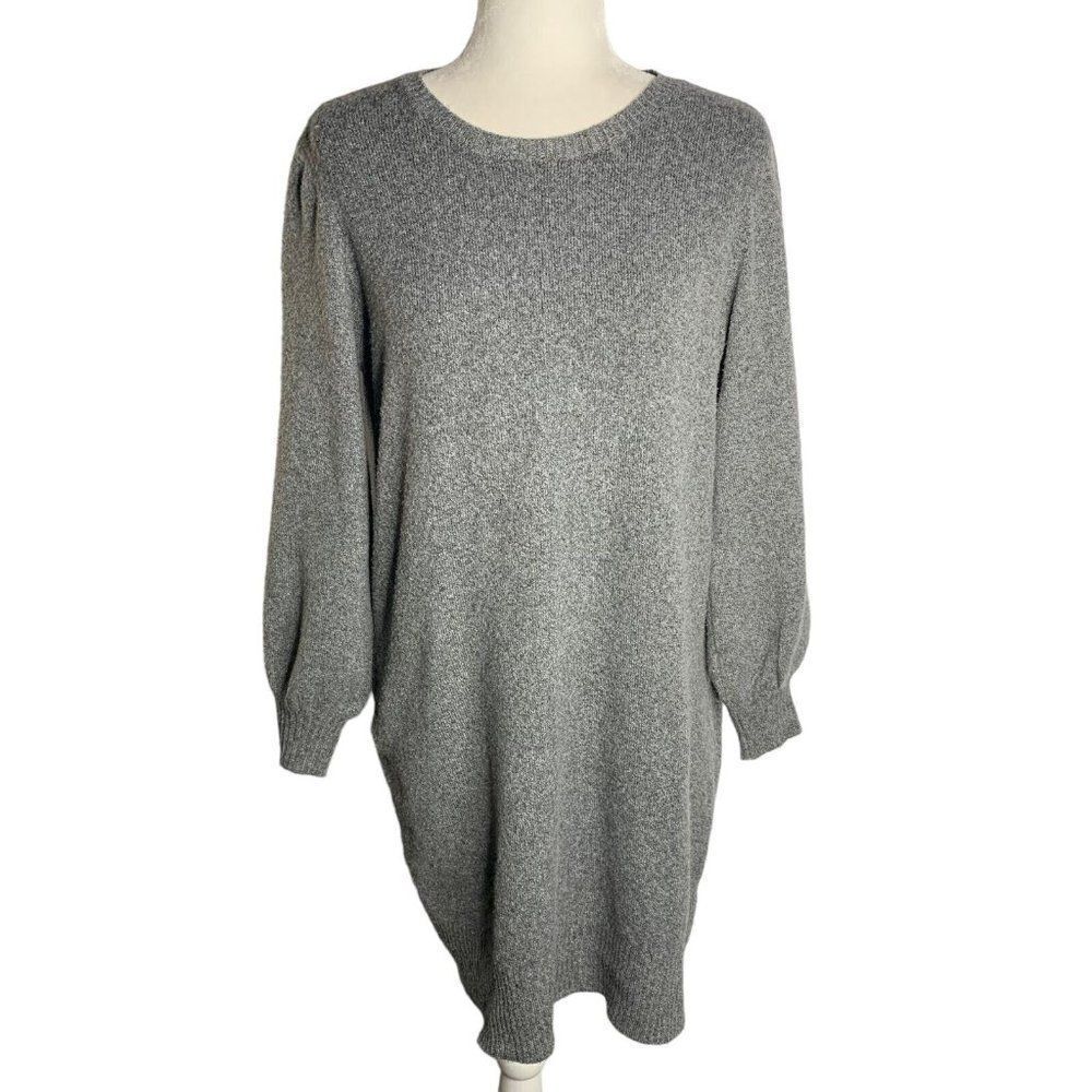 Marled Reunited Knit Sweater Dress S Grey Long Sleeves Crewneck Knee Length